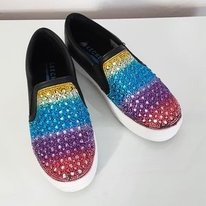 Skechers Rainbow Rhinestone Slip ons Rare